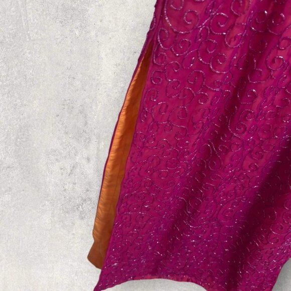 Vintage cache silk beaded maxi gown - Picture 3 of 12